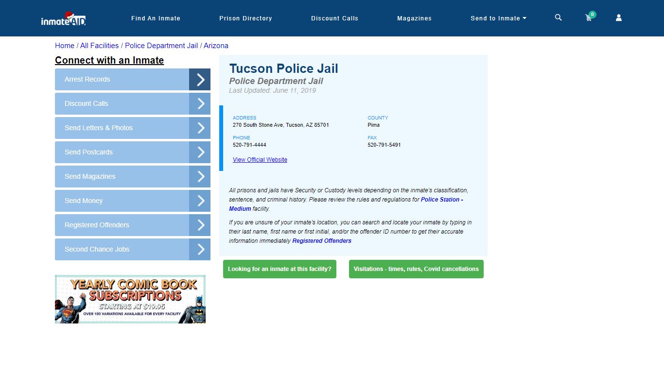 Tucson Police Jail & Inmate Search - Tucson, AZ