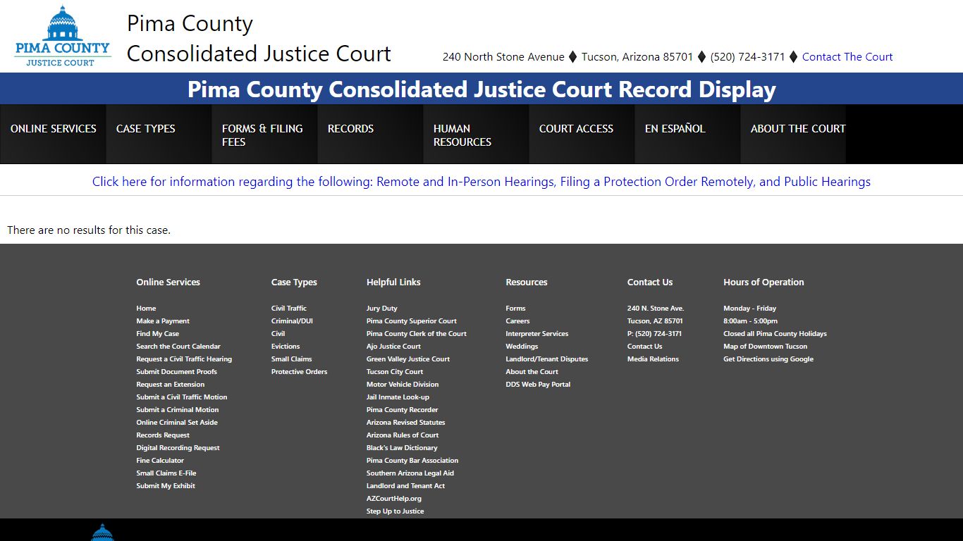 Case Search - Pima County Courthouse